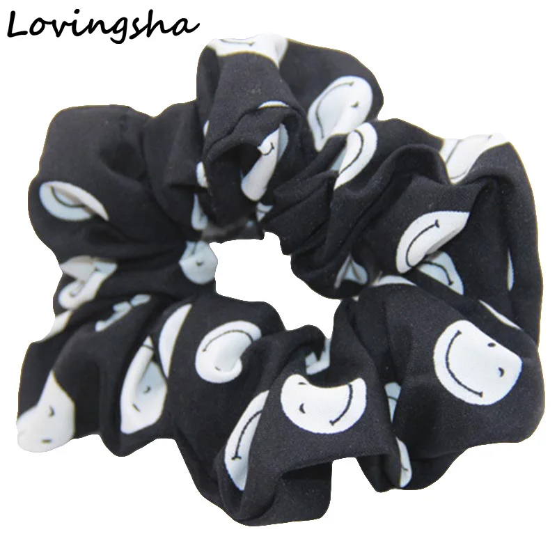 

5Pcs/Lot Girl Accessories Smiling Face Design Lady Hair Tie Ponytail Hair Holder Rope Hair Accessories Women Scrunchy NF008