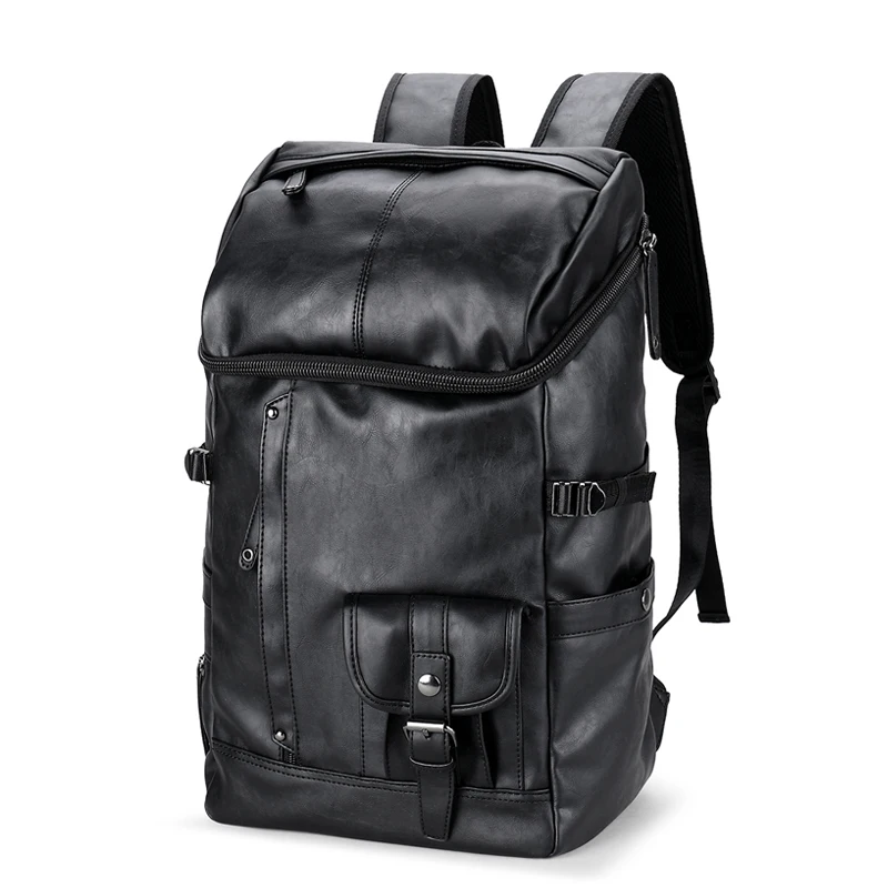 Мужской Дорожный рюкзак FEIDIKABOLO черный кожаный для путешествий ноутбука mochila