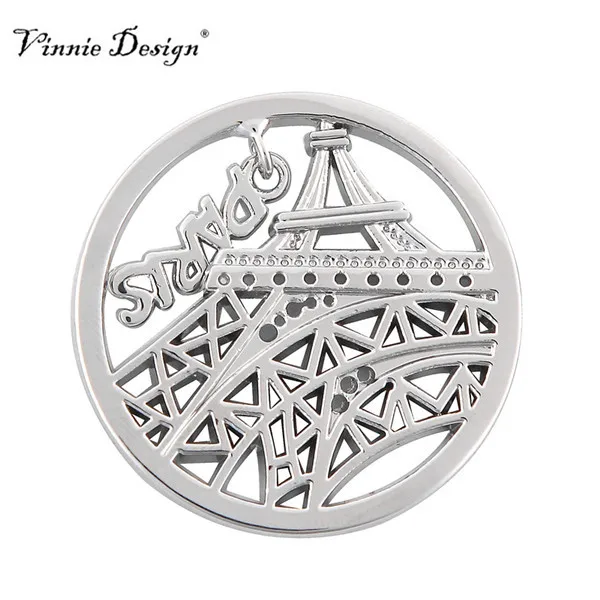 Vinnie Design Jewelry 33mm Paris Eiffel Tower Coin for Frame Pendant Coin Holder necklaces&pendants 5pcs/lot