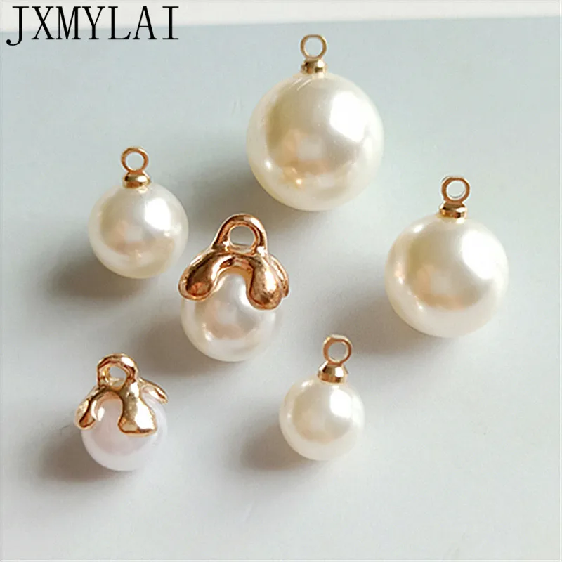 

10 PCS Trendy Metal Alloy KC Gold Imitation Pearl Pendant Charms Earrings Hair Accessories DIY Jewelry Findings