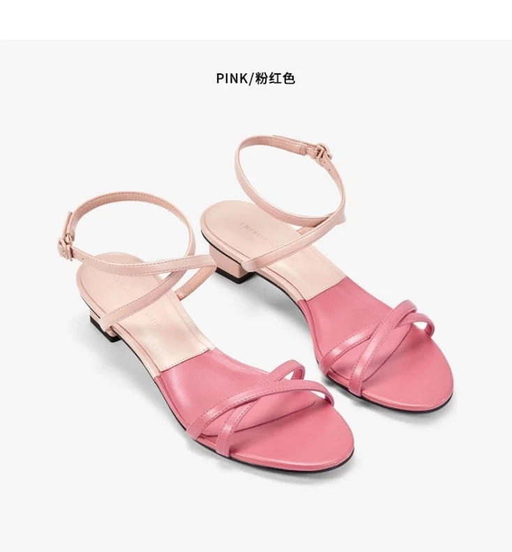 

New summer sandals for ladies with middle heel and ribbon and button sandals