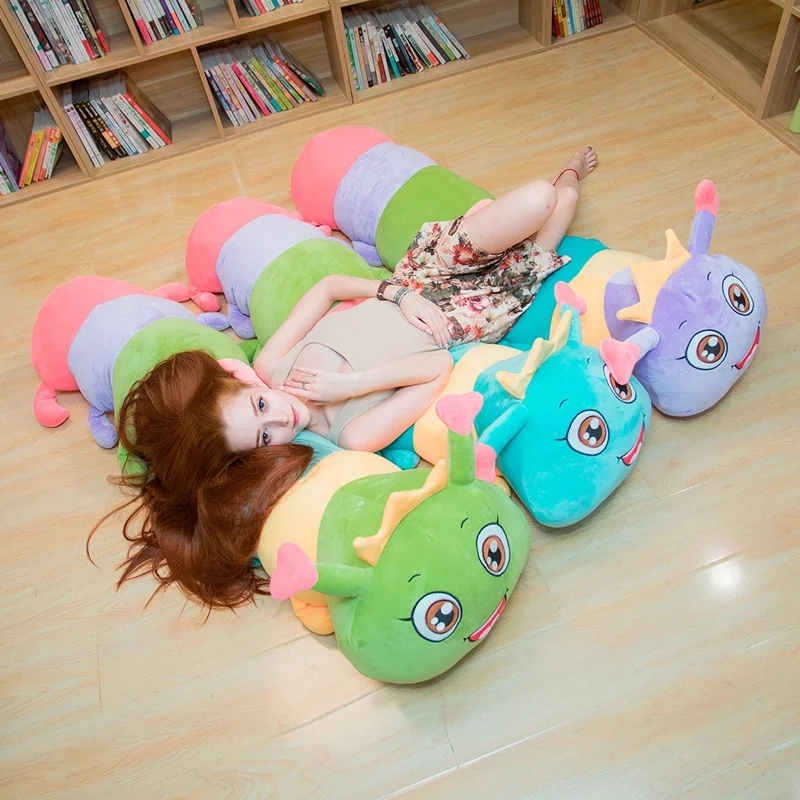 Dorimytrader Jumbo Soft Animal Caterpillar Plush Toys Stuffed Giant Colorful Cartoon Caterpillars Pillow Dolls for Children Gift 130cm 150cm DY50441 (2)