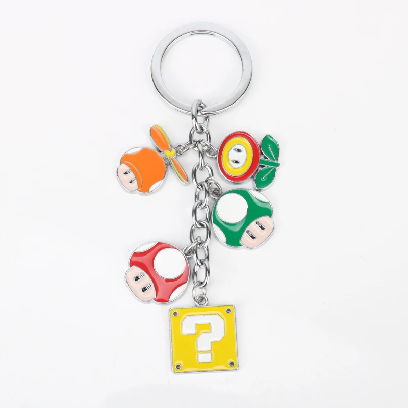 

Classic Game Anime Keychain Super Mario Alloy mushroom Flower Pendant Key Chain Car Key Holder Keyring chaveiro Unisex Gift