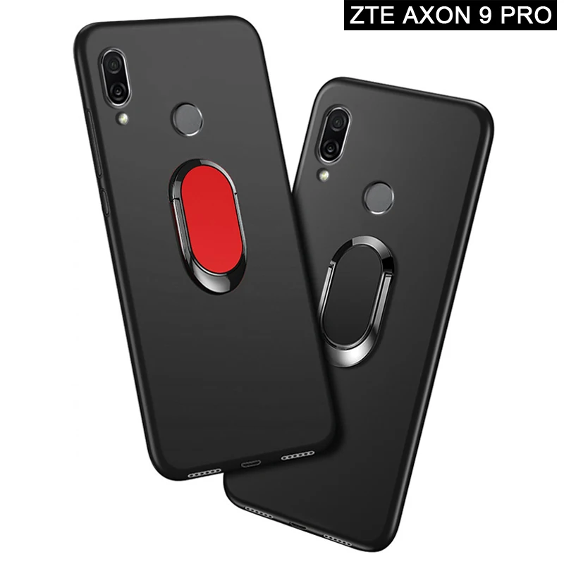 Чехол для zte Axon 9 Pro A2019 Pro, 6,21 дюймов, мягкий черный силиконовый магнитный автомобильный держатель, кольцевой чехол для zte Axon 9 Pro A2019PRO, чехол s