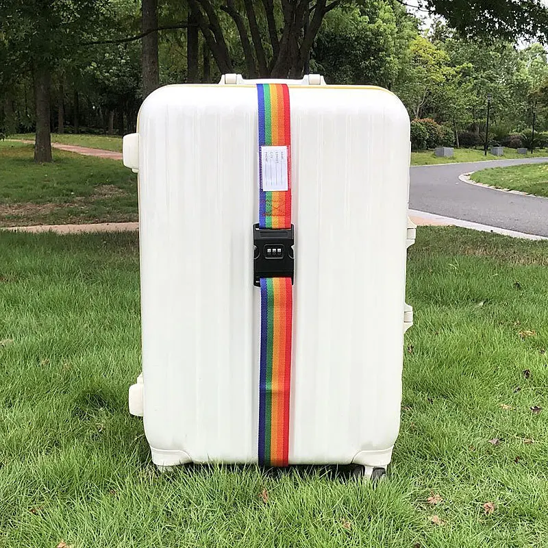 High Quality 2M Rainbow Password Lock Packing Luggage Bag with Luggage Strap 3 Digits Password Lock Buckle Strap Baggage Belts