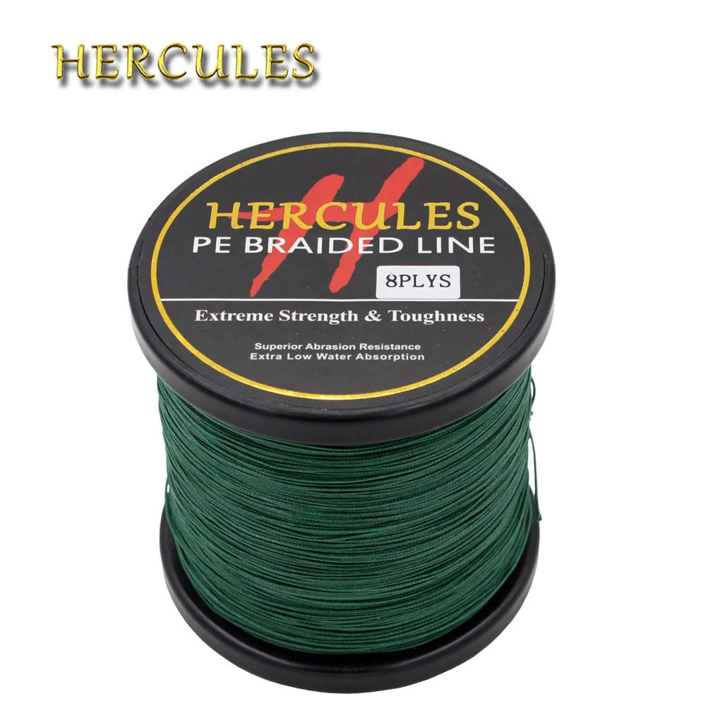 Hercules 120LB плетеная рыболовная леска 8 нитей зеленая 100 м 300 500 1000 1500 2000 для ловли