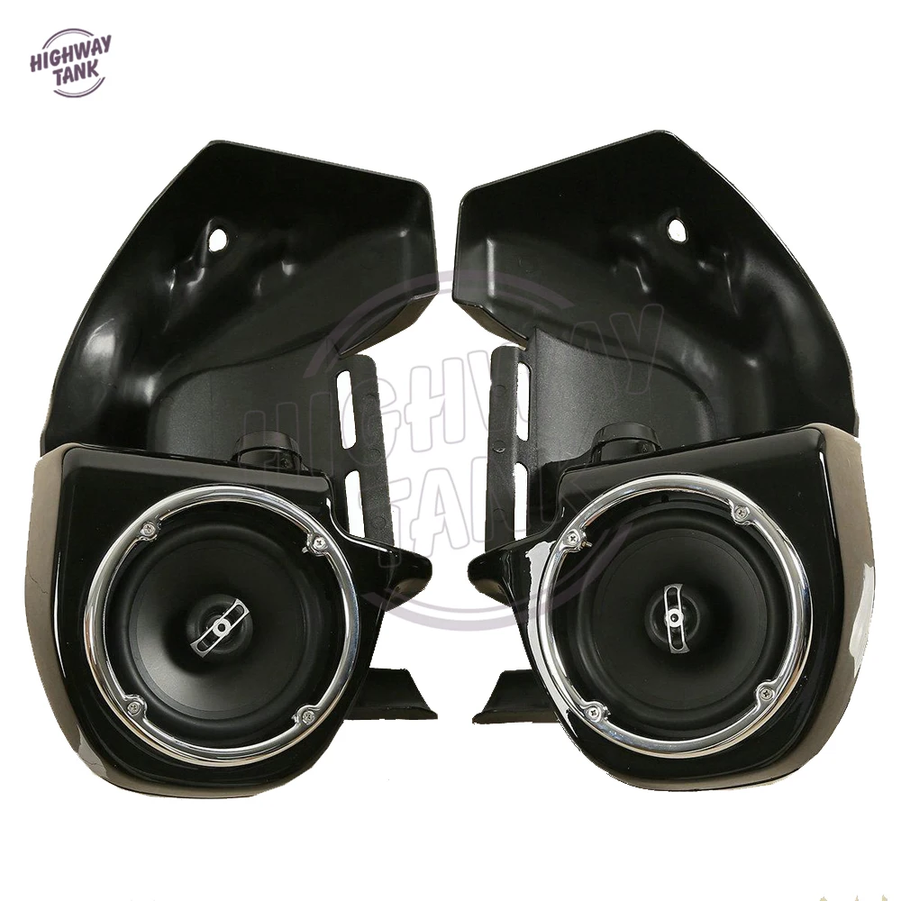 Black Motorcycle Lower Vented Leg Fairing 6.5'' Speaker case for Harley