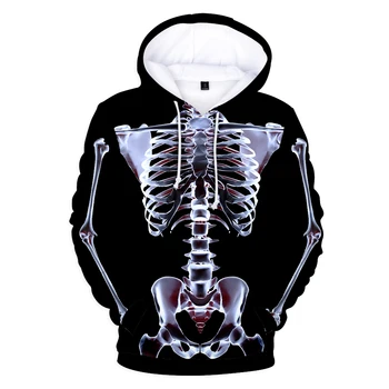 

New X-ray Perspective Bone 3D Spring Autumn Sweatshirts Hoodies Fashion Print Men Women Warm Long Sleeve Leisure Popular Top