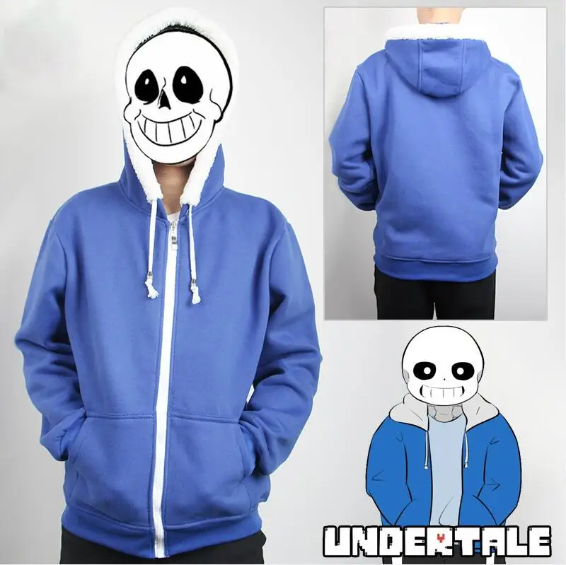 Game Undertale Sans Hoodie Sweatshirt Hooded Zipper Jacket Coat Cosplay  Costume