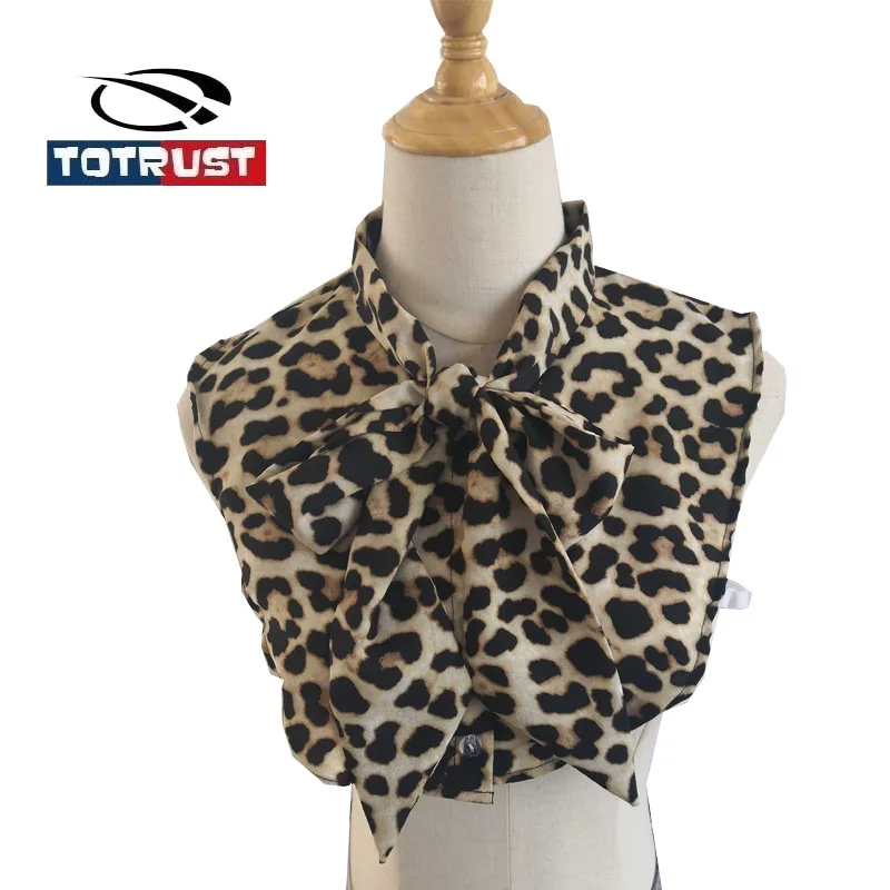 

Floral Front Tie Fake Collar Shirt 2019 Leopard False Collar Shirt Fake Collar For Women Detachable Collar False Peter Pan Woman