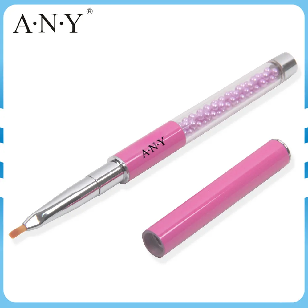 

Fashion Design ANY Pearl Acrylic Handle High-Tech Nylon Hair Nail One Stroke Brush With Cap 1# Single Piece