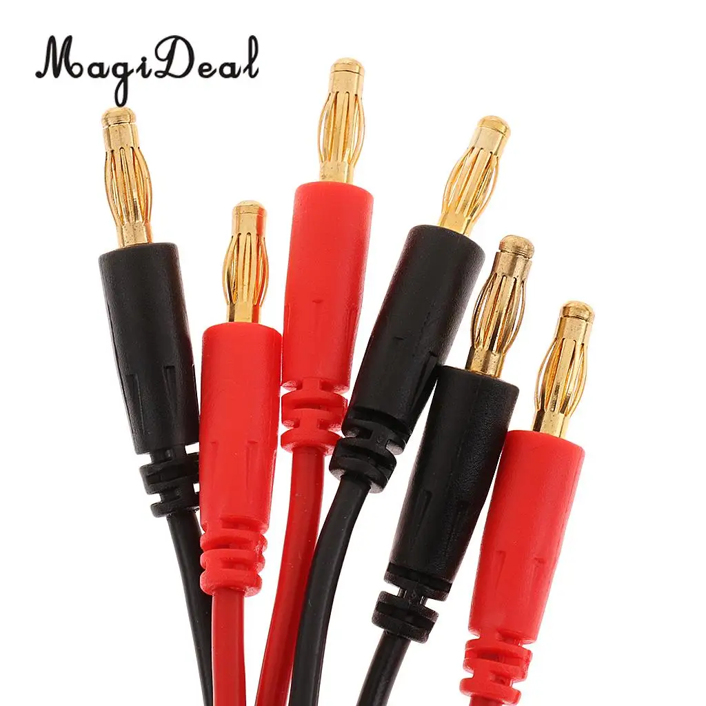 MagiDeal 6Pcs Banana 4mm Bullet Charger Connectors Plus 16AWG Silicone Wire for RC Cars Boats Planes Replacement 240mm