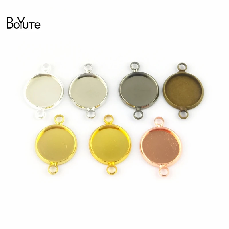 

BoYuTe 50Pcs 6 Colors Round 10-12-14-16-18-20-25MM Cameo Cabochon Base Setting Diy Connector Charms Blank Tray Jewelry Findings