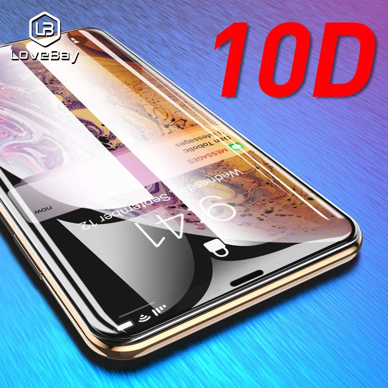  Lovebay 10D Gehärtetem Glas Für iPhone 6 6s 7 8 Plus 11 Pro X XR XS Max Volle Abdeckung schutz Scre