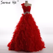 Big Red One Shoulder Tulle Wedding Dresses Petal Flower Photography Tulle Bridal Gown 2017 Robe De Mariee Real Photo