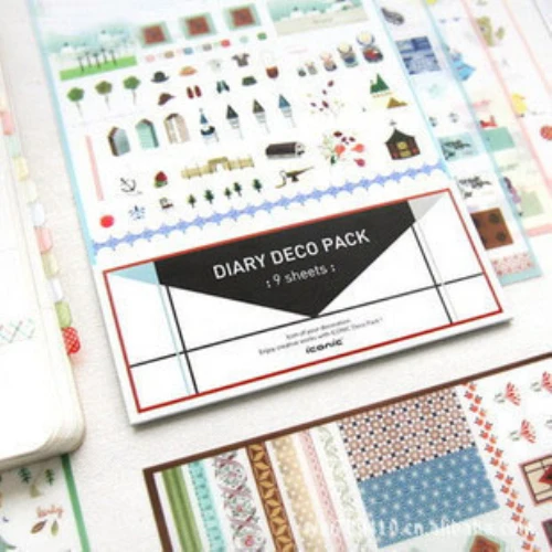 Hot 9Sheets/Lot Cute Iconic DIARY DECO PACK Kawaii Sticker Planner Stickers Note Message H0108 | Дом и сад