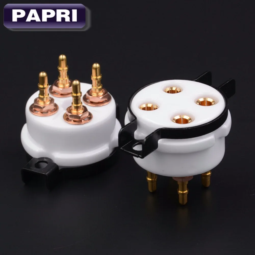 

2PCS EIZZ Quality Ceramic 4pin Gold Plated U4A Tube Socket Audio Amplifier For 300B 2A3 811 572B 5U4G 6B4G 274A 866 PX4