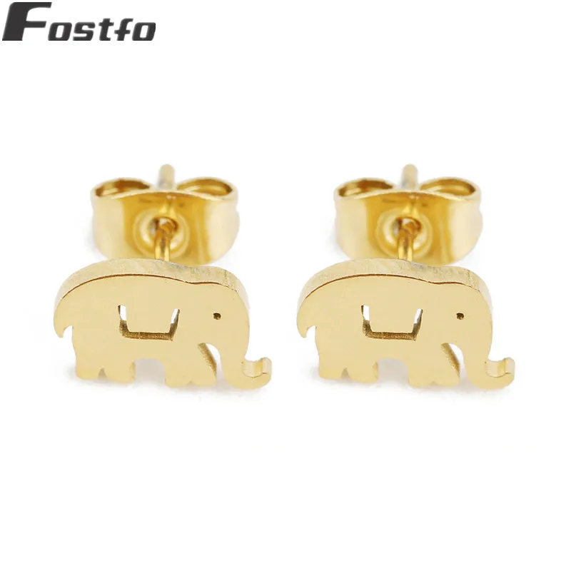 

Fostfo Stainless Steel Elephant Stud Earrings Gold Color Korean Earrings for Women Punk Small Earrings 2018 Fashion Jewelry