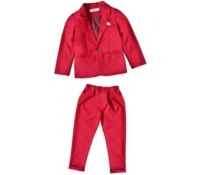 Красный черный Обычный формальный стиль блейзеры 2 шт. для мальчиков пальто+ брюки костюм для мальчиков KS-1808 - Цвет: Красный
