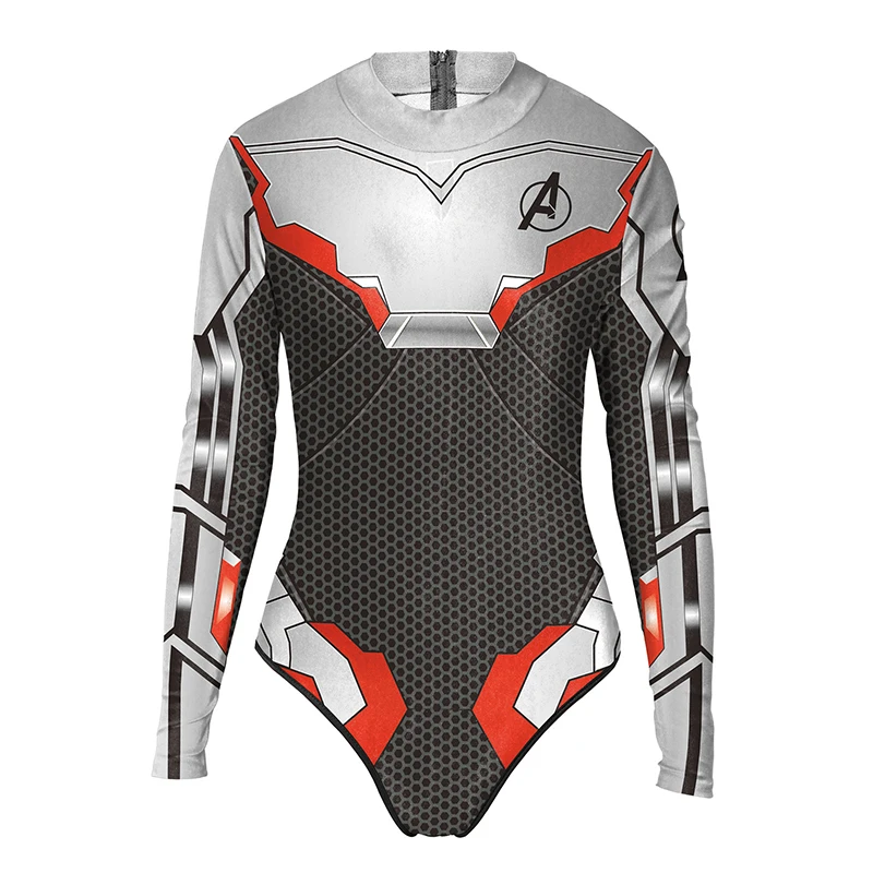 Avengers Endgame Advanced Tech Cosplay Costume Quantum Realm One Piece Swimsuit Long Sleeve Women Surf Swimwear Swimming Suit