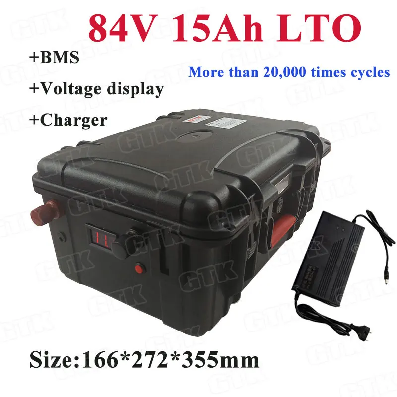 

GTK 84V 15Ah Lithium Titanate Battery Pack 20000 deep cycle 2.4v LTO cells for backup power Forklift solar inverter +3A Charger