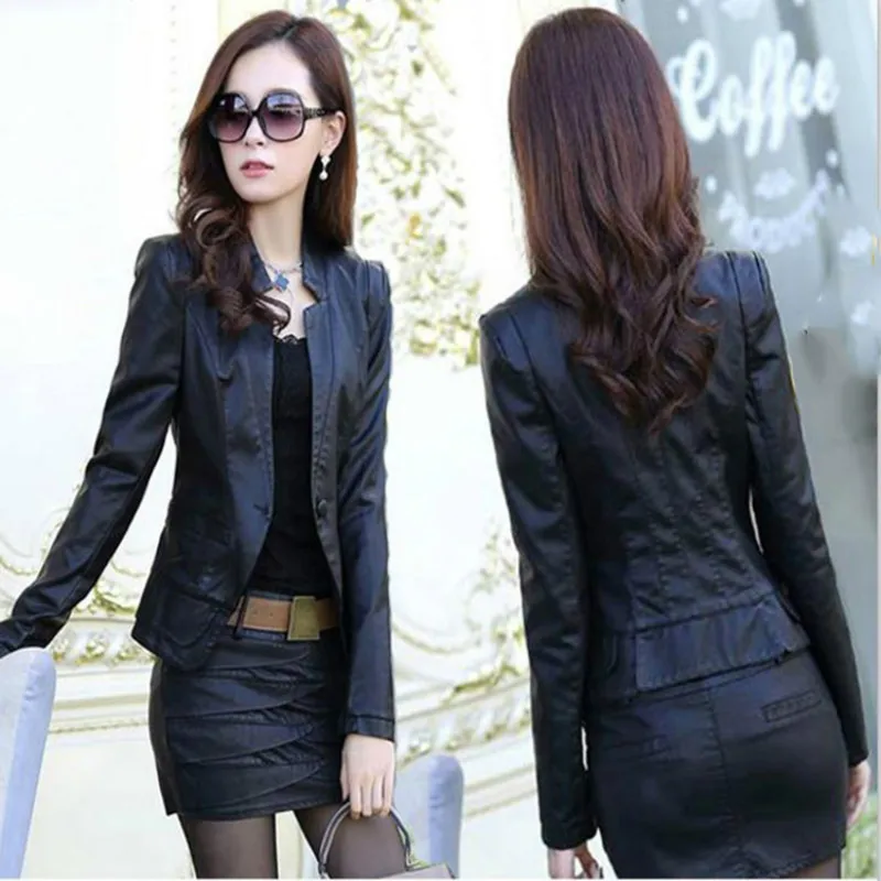 2 шт. наряды для женщин rave фестиваль локомотив искусственная кожа для женщин короткий тонкий женская кожаная куртка и юбка комплект из двух предметов
