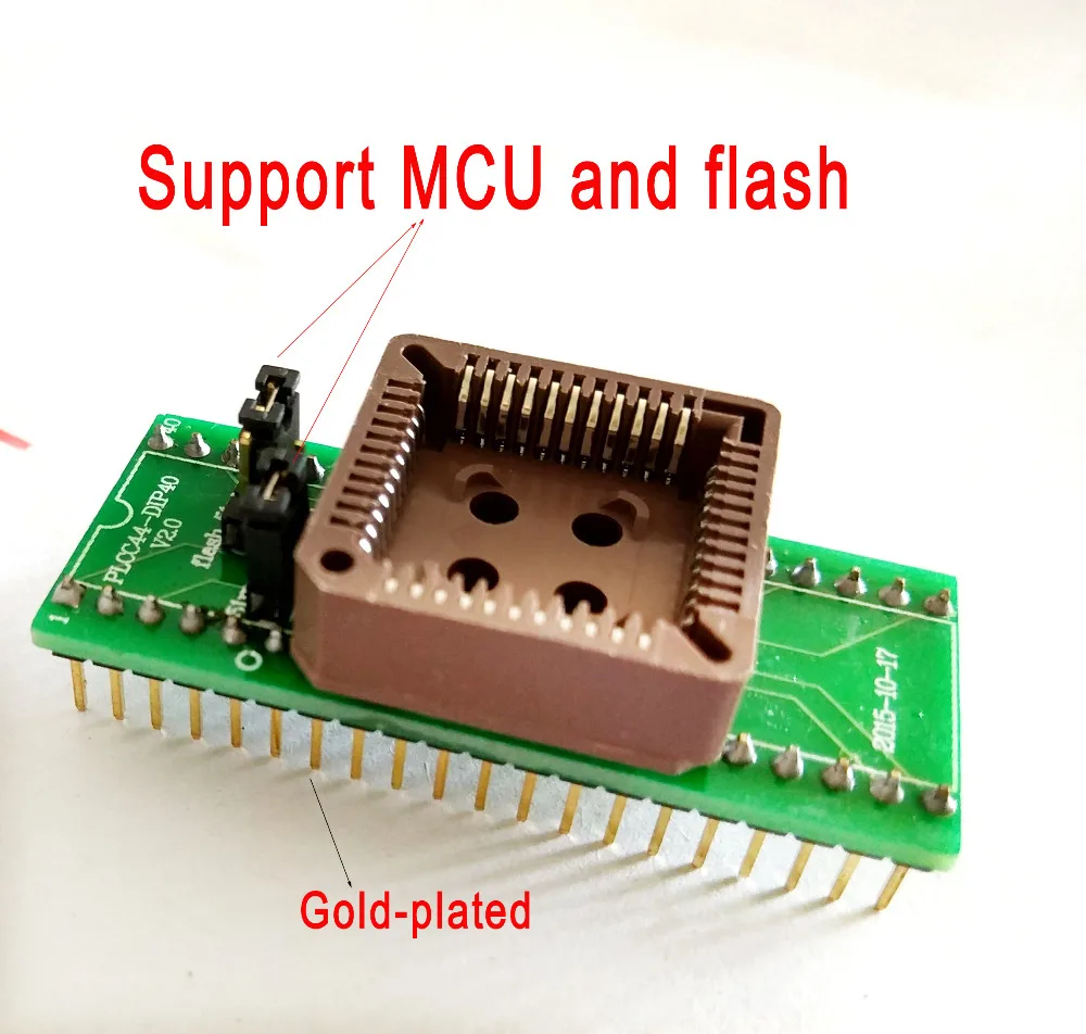 

PLCC44 to DIP40 Programmer Adapter Socket support MCU flash and AT27C1024/PLCC44 TL866ii plus top3100 top3000 ic chip socket
