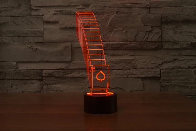 3d покер Форма lamp7 Цвет лампа 3D LED Ночные светильники для детей сенсорный USB Таблица Lampara лампе для сна Ночная USB LED бордовый