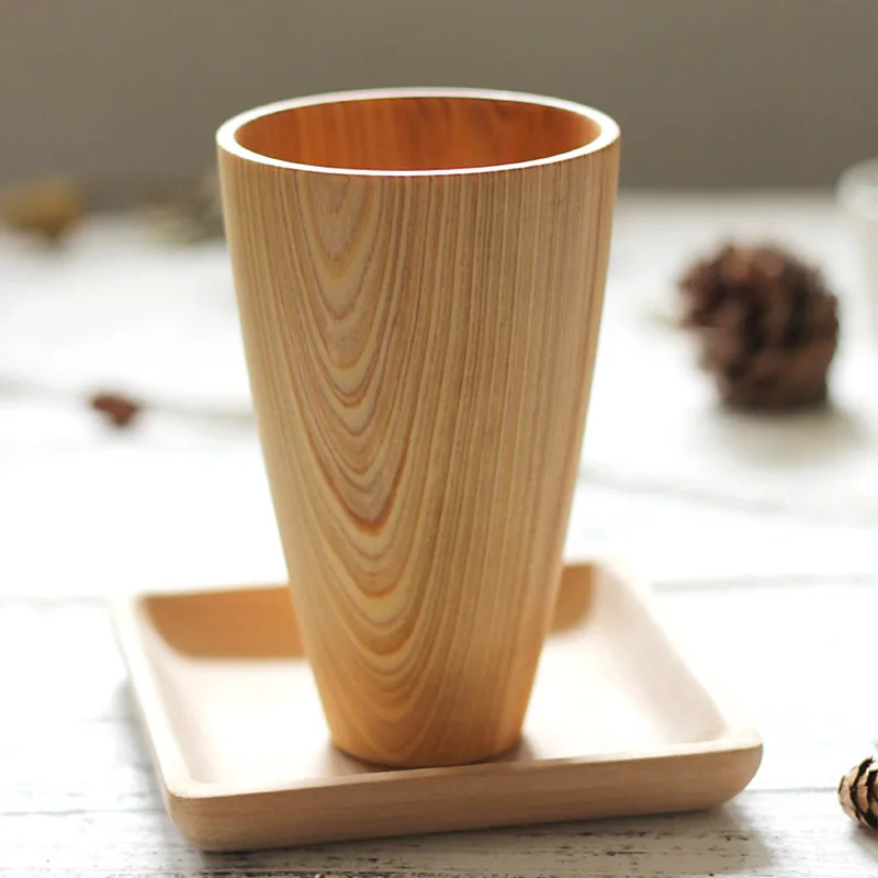 260ml Natural Wooden Mug Kids Milk Cup Simple Office Cafe Mug Wood Beer Mug Water Drinking Cup Drinkware Gifts (2)