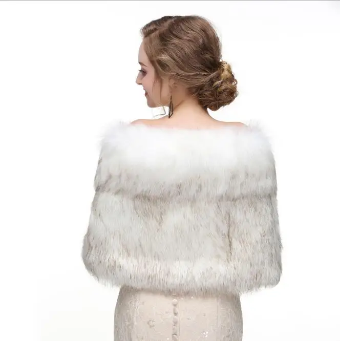 Свадебные аксессуары для платья вечерние зимние накидка куртка Свадебные Болеро зимнее запашное пальто палантин искусственный мех Ткань