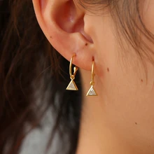 Подарок на день Святого Валентина, высокое качество, Стерлинговое Серебро 925 пробы, треугольные серьги cz со стрелой, нежный подарок для влюбленных, позолоченные простые элегантные ювелирные изделия