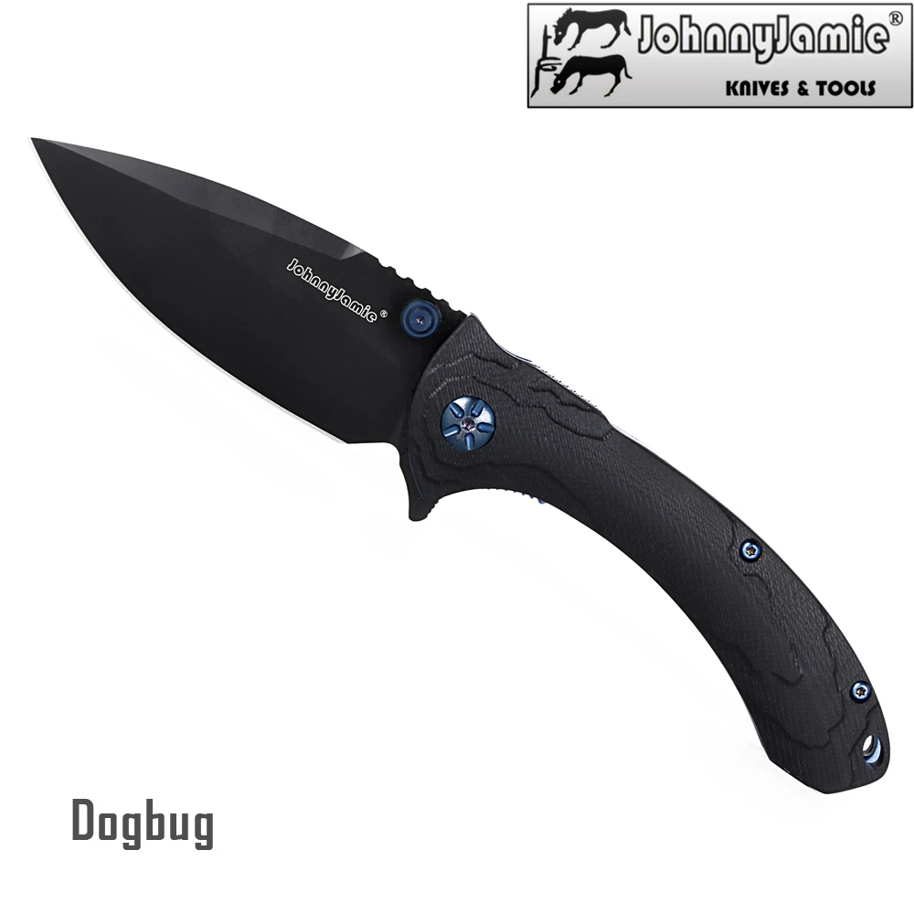 Охотничий нож JohnnyJamie Dogbug C814GPBKBK, Армейский Складной нож с черным лезвием D2, стальной нож G10 с ручкой, тактический нож для выживания, ручные инструменты для повседневного использования