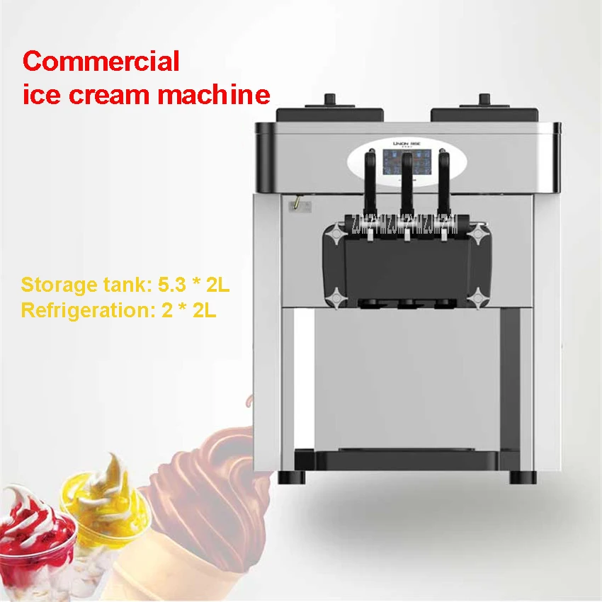 VT 220V 50 Hz 28 36L H Commercial Soft Ice Cream Maker Three Ice Cream Machine