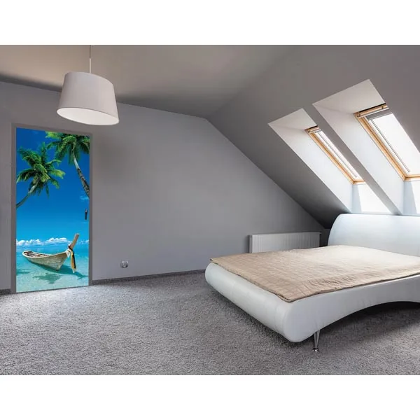 

3D Seaside Boat Door Mural Wallpaper mural Wall Print Decal Wall Deco Wall Mural Photo self adhesive door wrap