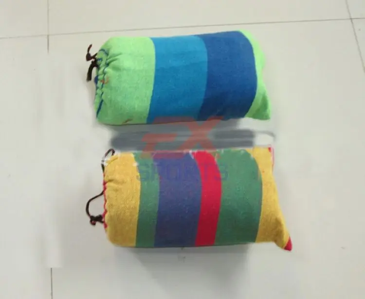 Outdoor Camping Thick Canvas Hammock Colourful Stripy Garden Swing & Bag (9)