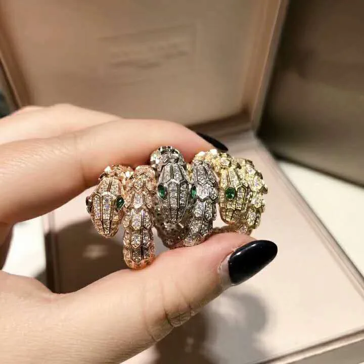 

Fine jewelry custom fashion snake ring female scales full of rhinestone snake personality lovers ring