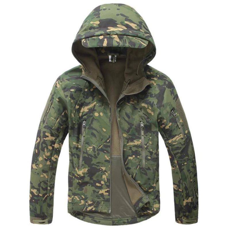 

Tactical Jacket Men Military Camouflage Shark Skin Soft Shell Waterproof Hooded Jackets Outdoor Camo Fleece Warm Raincoat Coats