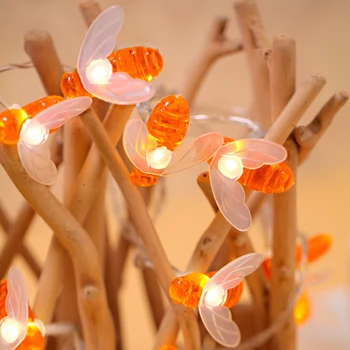 

Battery Operated 10leds 20leds 30leds 40leds Bee led String Fairy Light Bee Outdoor Garden Fence Patio Christmas Garland Lights