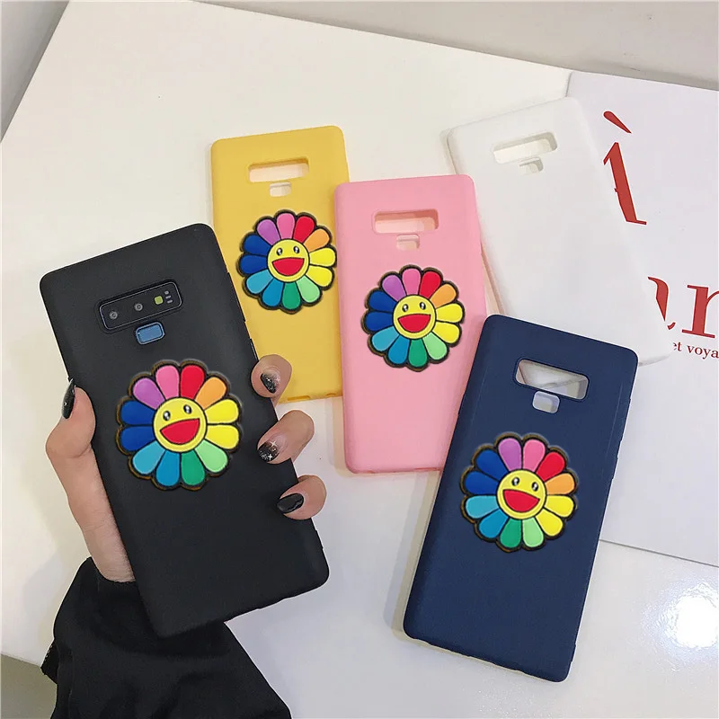 

matte 3D solid color flower silicone case for Samsung Galaxy note 10 plus pro 9 8 5 soft tpu cute back cover capa funda coque