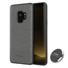 

Fabric Like Pattern Protective Phone Cover TPU Bumper Back Hard Case With Magnet In-car Holder For Samsung Galaxy S9/S9 Plus