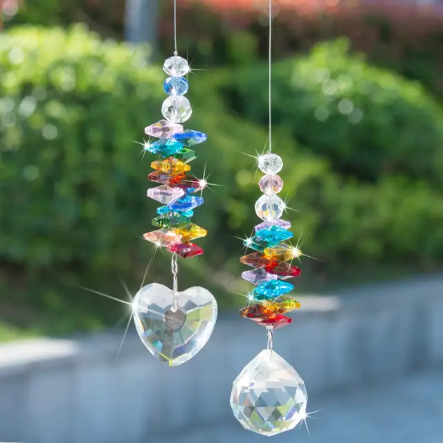 H&D 2 -Es Készlet, Crystal Suncatchers Rainbow Maker Chakra Prizms Függő Medál Ablak Naplója Otthoni Kerti Dekorációs Ajándékhoz