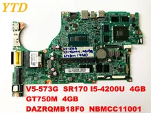 Original for ACER V5-573G laptop motherboard V5-573G I5-4200U 4GB GT750M 4GB DAZRQMB18F0 NBMCC1100 free shipping connectors