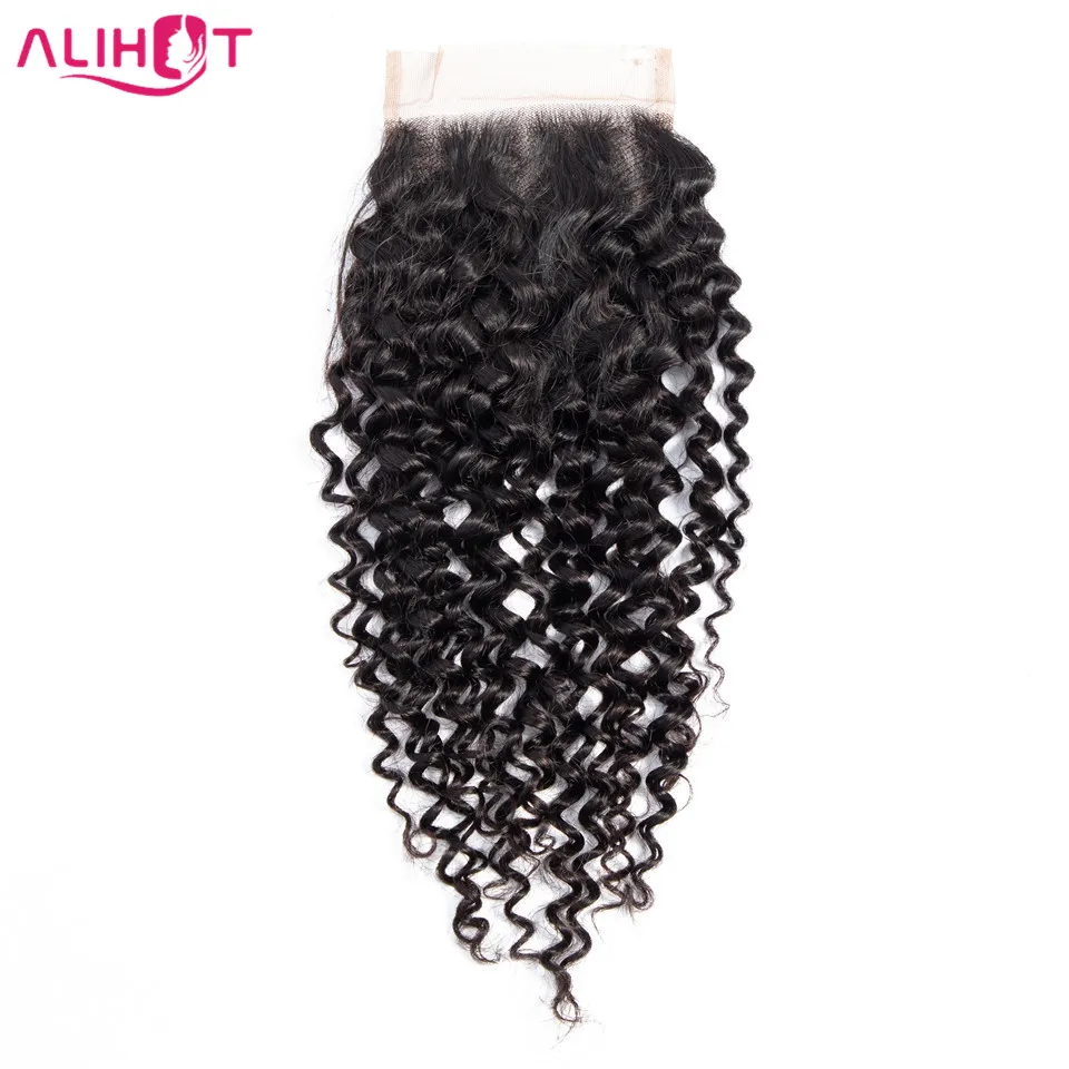 

Ali Hot Hair Kinky Curly Lace Closure Non Remy Malaysian Hair 4*4 Closure 100% Human Hair Natural Color 8-20 Inch Free Shipping