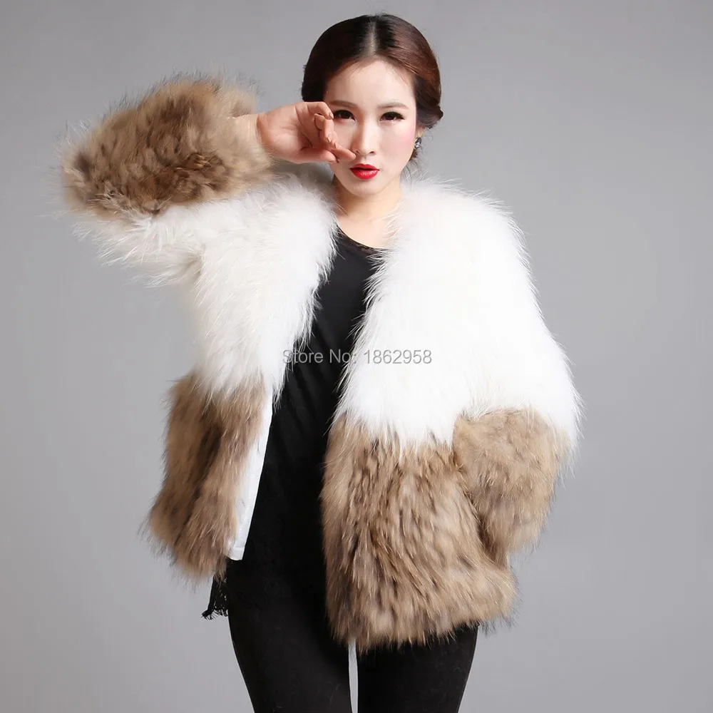 SJ049 01 High Quality 100 Genuine Knitted Raccoon Fur Jackets China