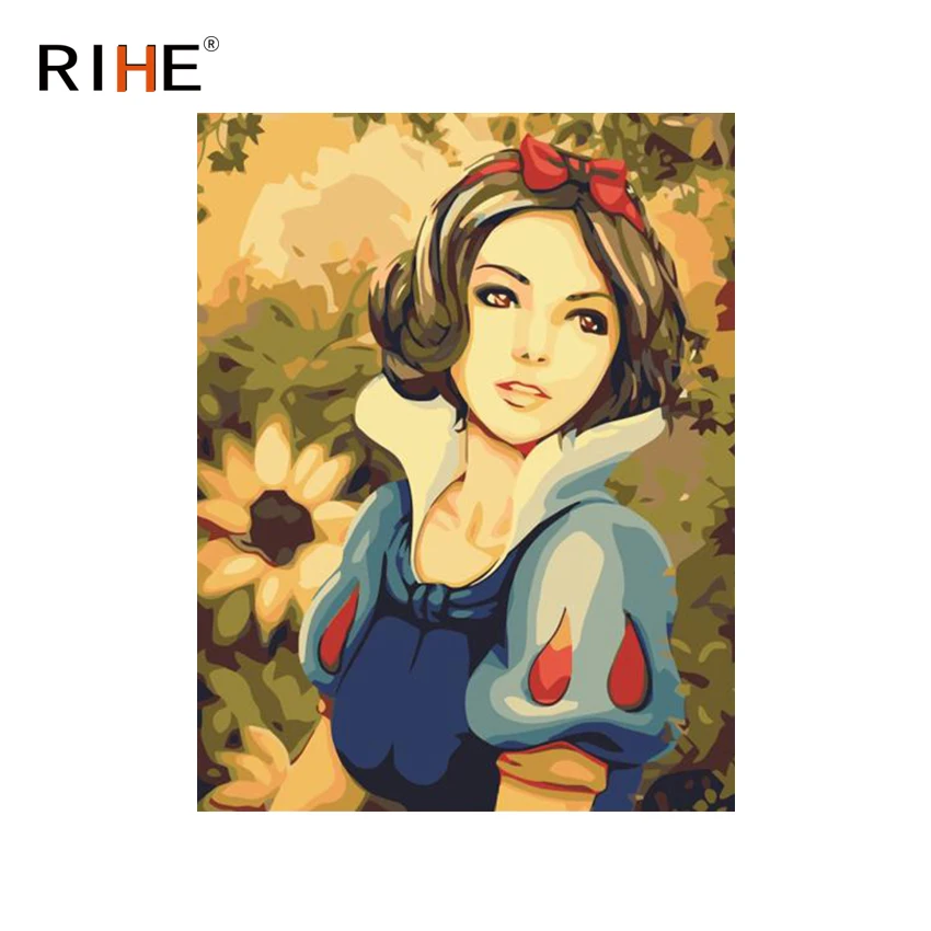 

RIHE Dusk Girl Oil Painting By Numbers Flower Cuadros Decoracion Acrylic Paint On Canvas For Artwork Modern Wall Art Pictures