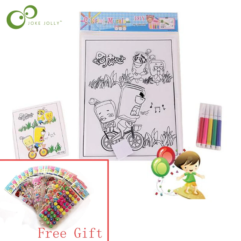 

2Pcs 3D Relief Watercolor Painting Children's Handmade Watercolor Cartoon Anime Character Coloring LXX