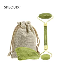 Нефритовый роликовый набор каменный роликовый массажер для лица натуральный нефритовый роликовый кристалл для похудения Тонкий массажный комплект для лица с инструментами Gua Sha