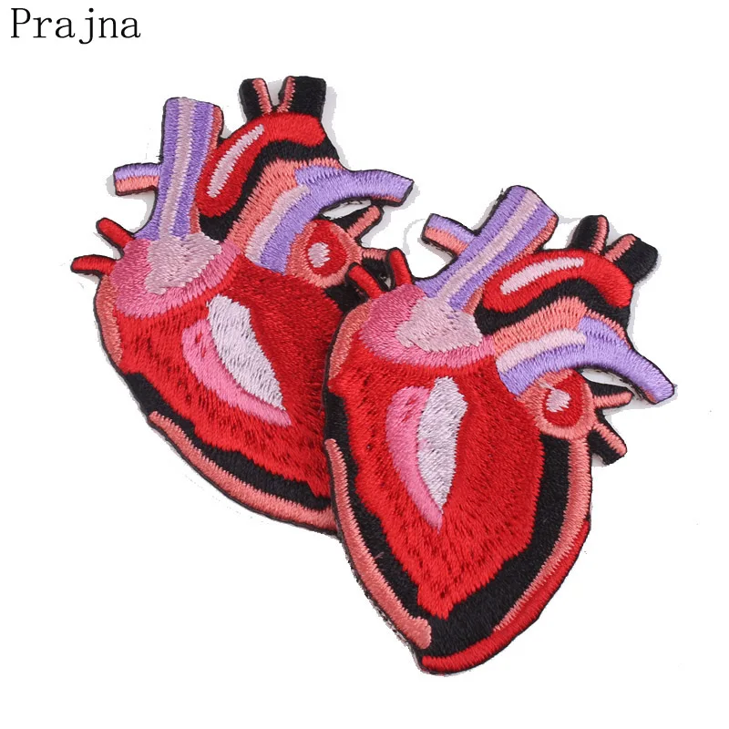 

Prajna 3D Anatomical Heart Patch Iron On Patches Bag Jacket Fabric Patch Cheap Ironing Embroidered Patches For Clothes Stripes