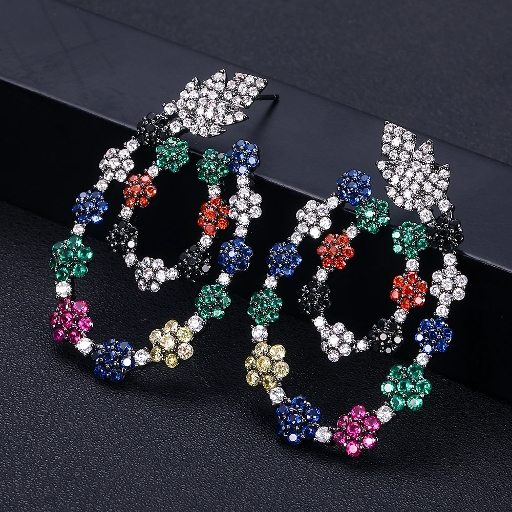 

janeklly trendy water drop dangle Earrings For Women Accessories Full Cubic Zirconia Earrings Jewelry pendientes mujer moda