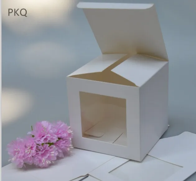 20 штук 10 размеров белая крафт-бумага коробка картонная подарочная упаковка коробка с окном квадратный подарок/игрушки дисплей мешочки, принадлежности для праздника
